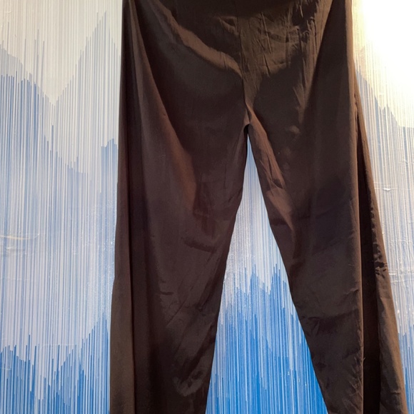 Tall Black Satin Trim Highwaisted Pants - Picture 3 of 5